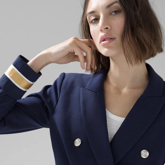 NWOT WHBM Petite Studio Blazer 00P in Navy - Picture 2 of 4